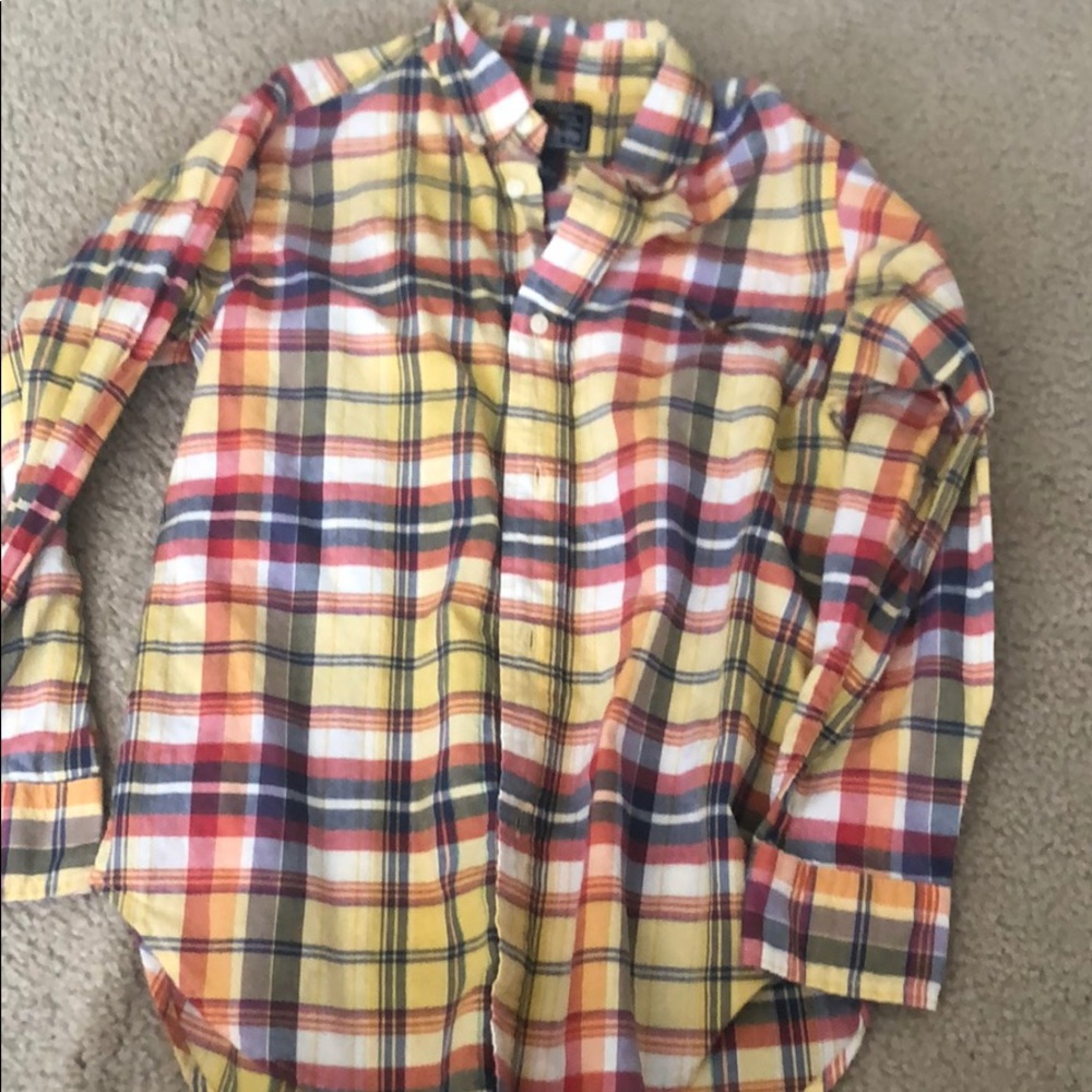 Multi color long  sleeve plaid boy’s polo shirt